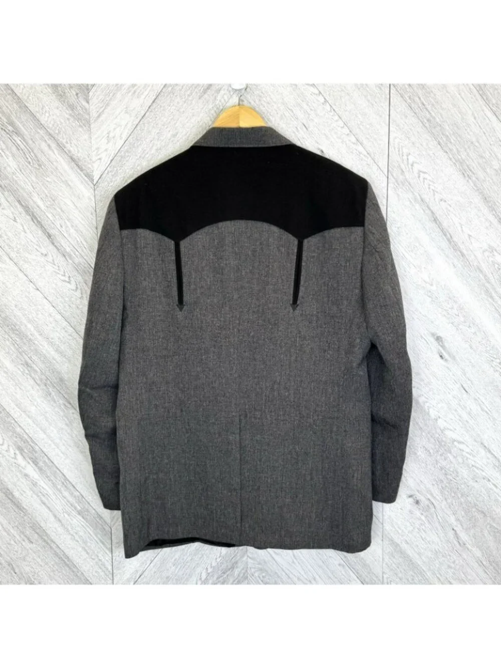 Circle S Western Yoke Blazer Mens Size 48R Gray Black Cowboy Ranch Rodeo Jacket